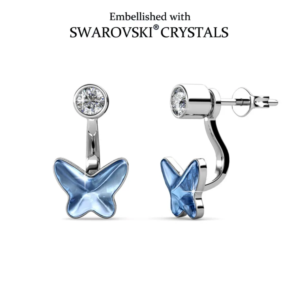 

Daisini Серьги-гвоздики 2 в 1, украшенные синими кристаллами Сваровски для женщин, элегантные свадебные украшения, подарки на вечеринку