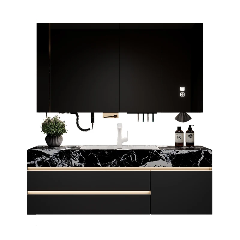 Шиферный керамический бесшовный шкаф для ванной комнаты, умный шкаф для умывальника, легкий роскошный шкаф для умывальника, шкаф для ванной комнаты Шиферный керамический бесшовный шкаф для ванной комнаты, умный шкаф для умывальника, легкий роскошный шкаф для умывальника, шкаф для ванной комнаты