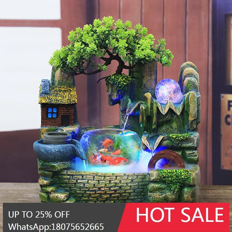 

MJY Fish Tank Rockery Water Flow Craft Living Room Home Decoration Resin Craft Ornament