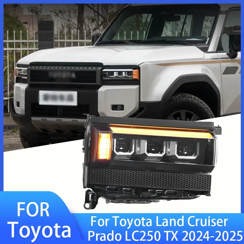 

Pop 2 шт. для Toyota Land Cruiser Prado LC250 TX 2024 2025, обновленная светодиодная фара в сборе, передние детали объектива проектора DRL