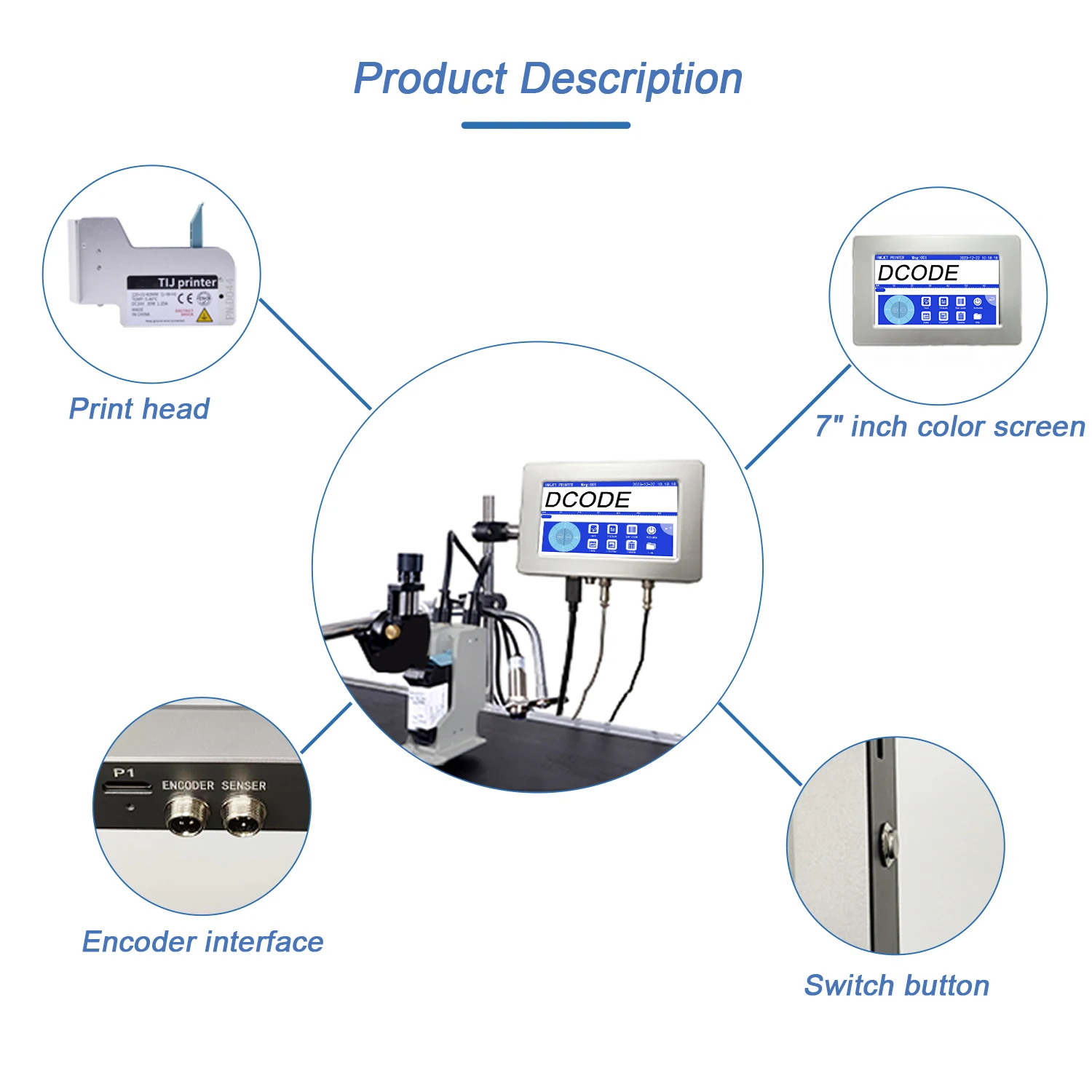 Imagem -03 - Dcode-industrial Online Thermal Inkjet Printer Data Coding Machine qr Barcode Lote Número Logotipo Data Tij Dw-max 12.7 mm 25.4 mm