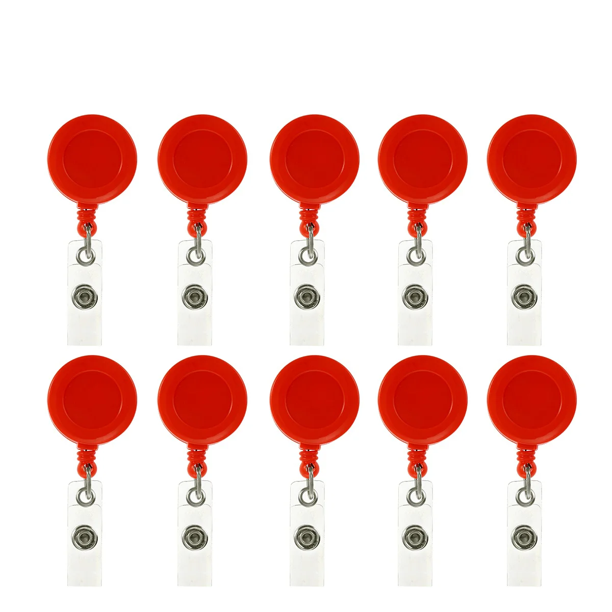 10pcs Retractable ID Badge Reels with Belt and Clip (Solid Red) Badge reel with belt Badge reel with clip