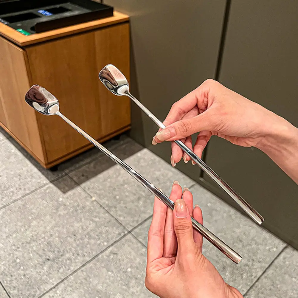 316 Stainless Steel Stirring Spoon Long Handle Square Head Mixer For Coffee Tea Cocktail Beverage Kitchen Bar Supplies