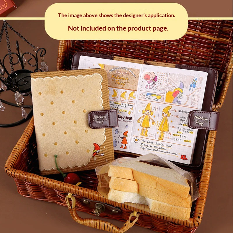 Kawaii Cookie A6 Planner Notebook Set Snap Closure Journal Clipboard Memo Pad Cheese Sticky Notes Stickers Study Office Supplies
