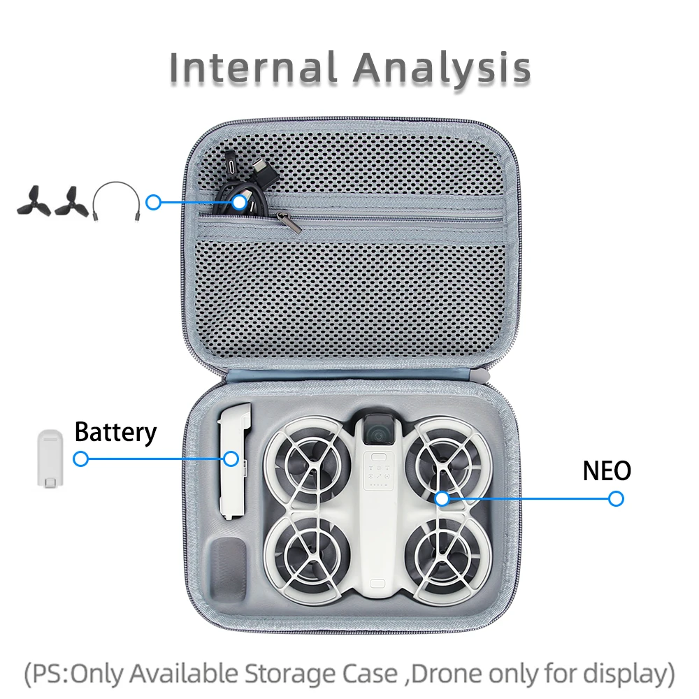 For DJI NEO Drone Carrying Case - Portable Protective Hardshell Storage Bag with Zipper Closure for DJI NEO - Waterproof