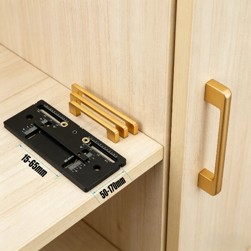 

Woodworking Punching Locator Hole Drilling Guide Adjustable Wardrobe Cabinet Doors Installation Auxiliary Handle Positioner Tool