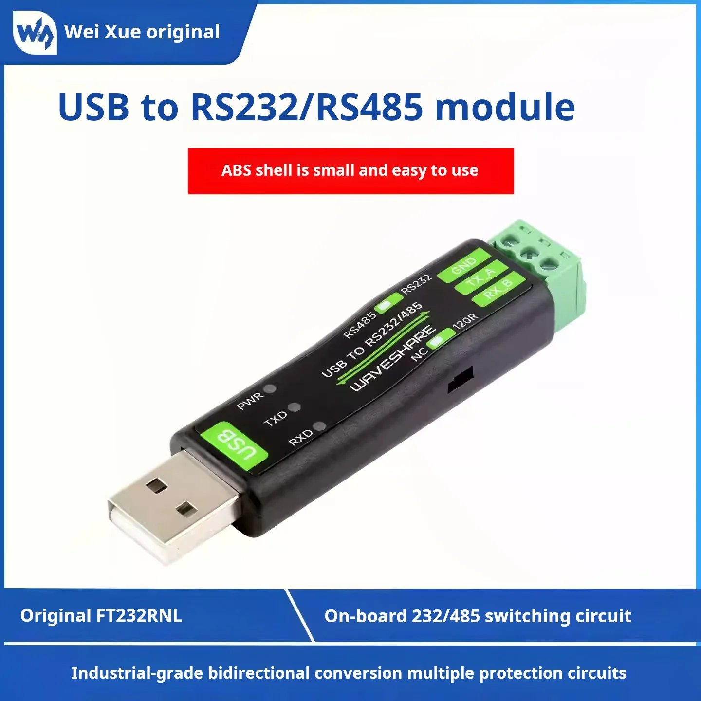 WAVESHARE FT232RNL USB to RS232 485 Serial Communication Module Converter Compatible with Multiple Systems