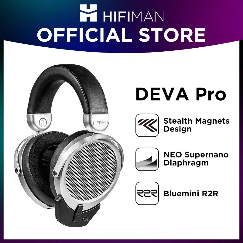 HIFIMAN Deva-Pro Over-Ear Full-Size Open-Back Planar Magnetic Headphone with Stealth Magnet and BlueMini R2R Bluetooth Receiver