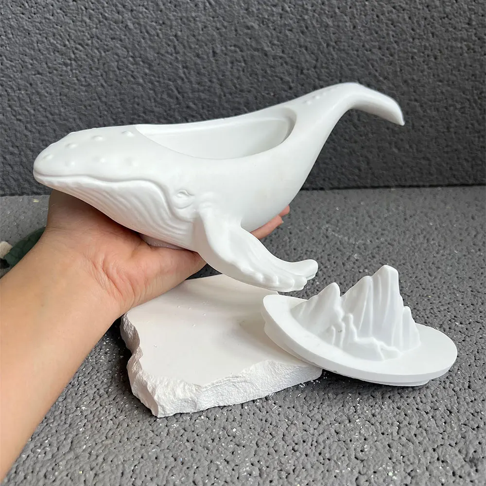 Whale Shape Silicone Flower Pot Molds Storage Box Candle Vessel Cement Desktop Plants Planters Plaster Mold Turtle Mold