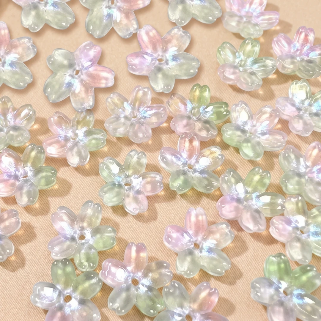 50pcs 10mm Acrylic Flower Beads Czech Glass 5-Petal Mini Spacer Hair Accessories Christmas for Bracelets Earring Jewelry Making image 5