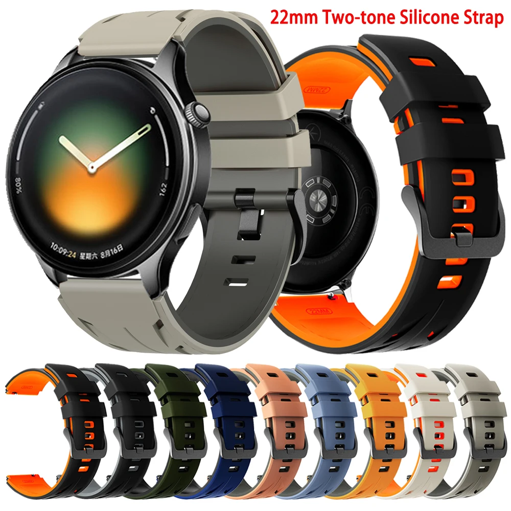 Pulseira de Silicone 22mm para Xiaomi Watch 5, Mi Watch 2 Pro, S4, S3 Color, 2, S1 Active, Pro S2 42/46mm - Correia para Smartwatch