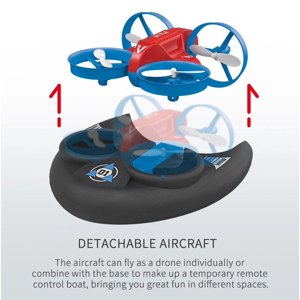 Drone détachable JJRC 3 en 1, 2.4G mer, terre et air, avec mode roulis à 360 ° et sans tête, retour en un clic