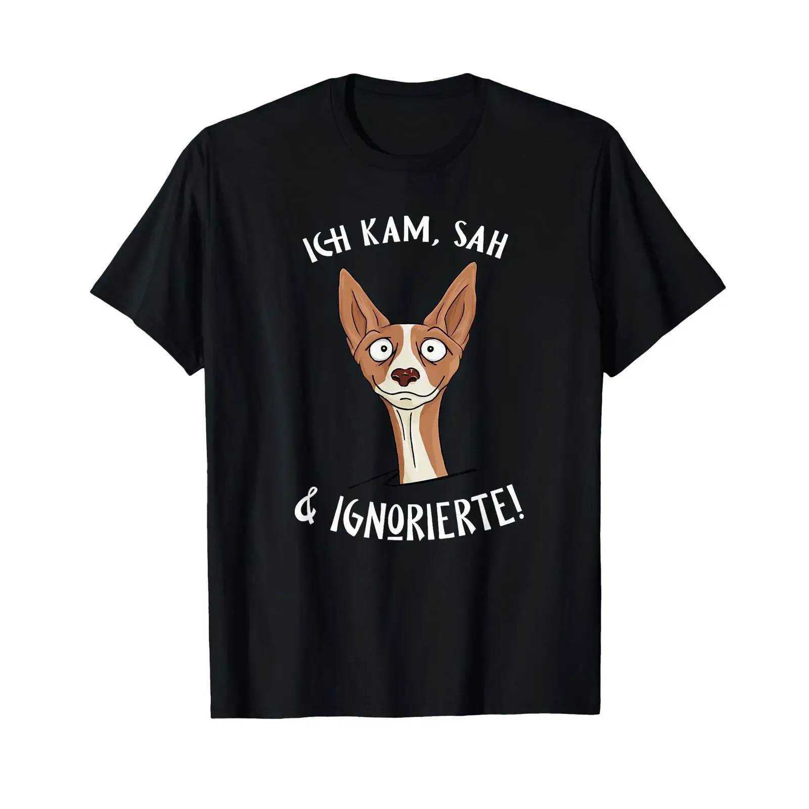 Ich kam sah ignored wayward funny Podenco T shirt vintage Washed streetwear Breathable Comfortable homme Casual