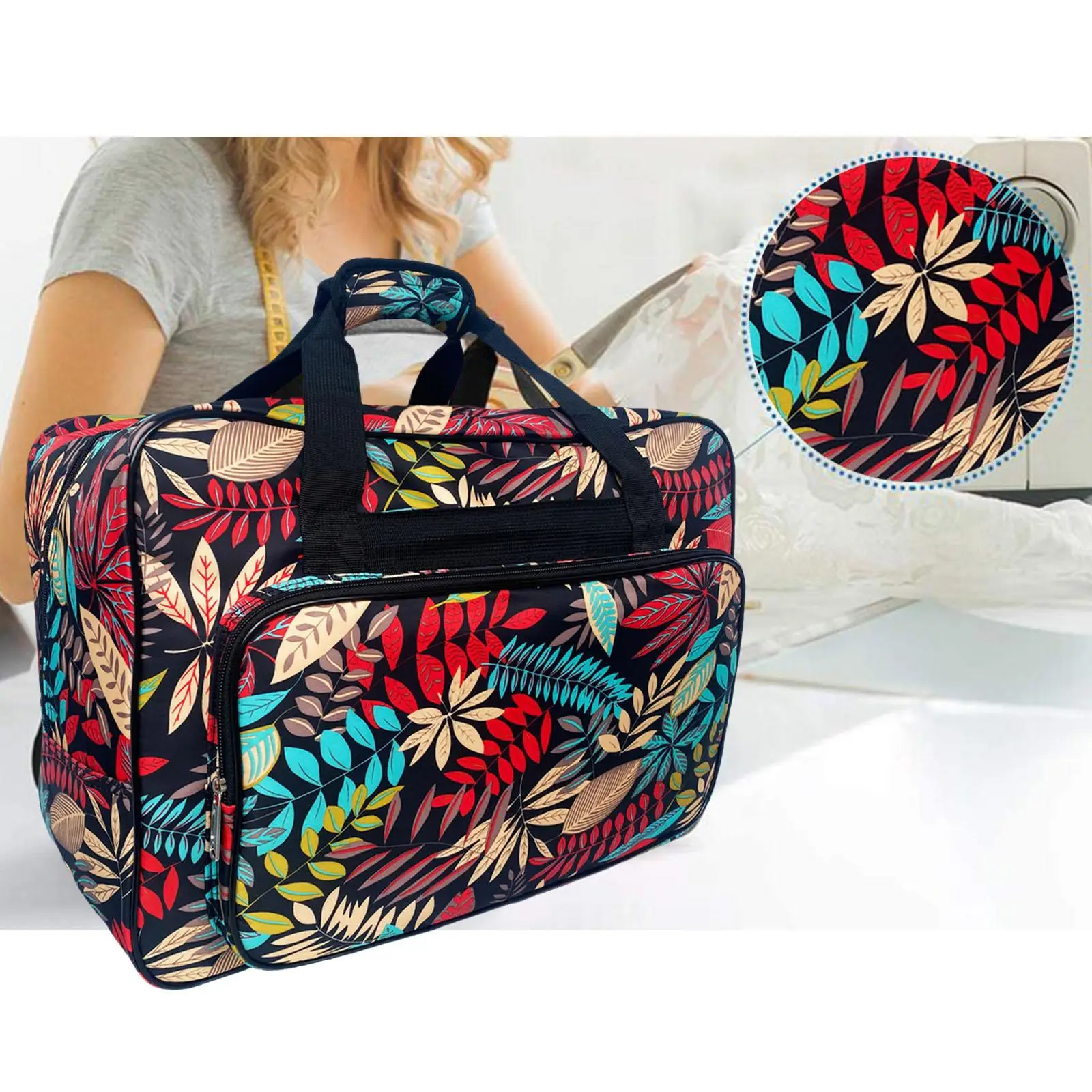 Nylon Sewing Machine Carry Bag 46x23x32cm Lightweight Large Capacity Handbag Travel Tote Tools Pouch Pockets Carrier Pack