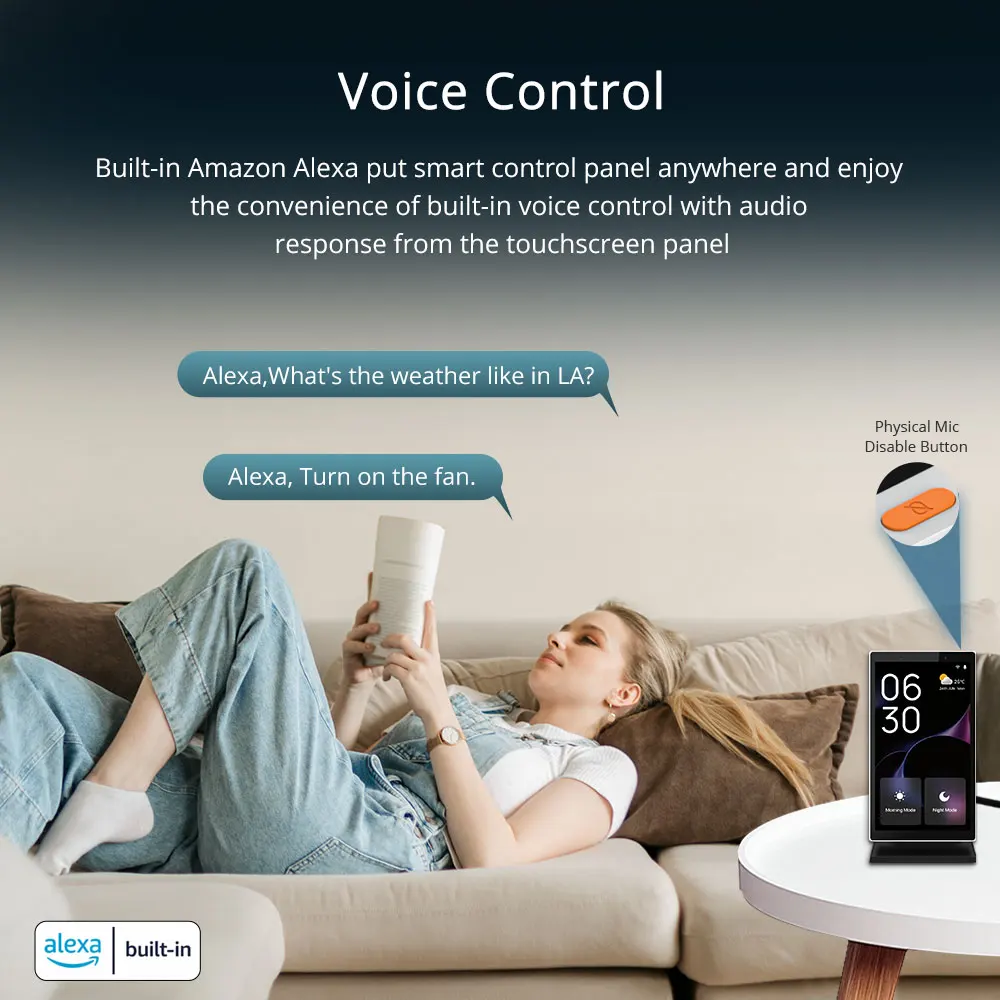 Zemismart 5 بوصة لوحة تحكم مركزية ذكية تعمل باللمس تأتي مع حامل مدمج Alexa Voice Zigbee BLE بوابة العمل مع Tuya