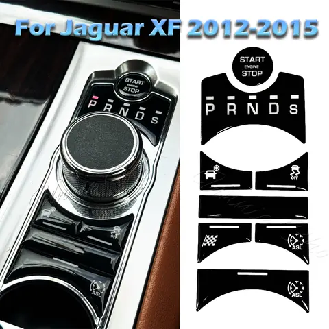Jaguar XF 기어 스티커 에폭시 시프터 커버 X250 2013 2014 2015 블랙 스타터 버튼 데칼 XF 자동차 액세서리 2012