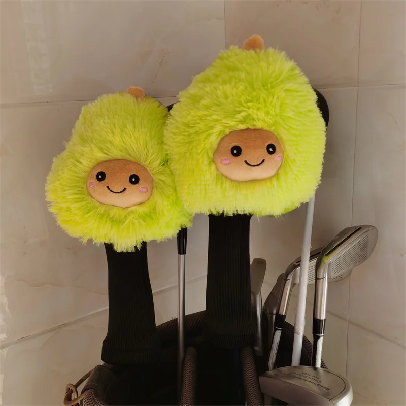 

2PCS Avocado Golf Woods Head Covers Plush Fairway Hybrid HeadCover Adjustable NO 3/5/X For Man Women