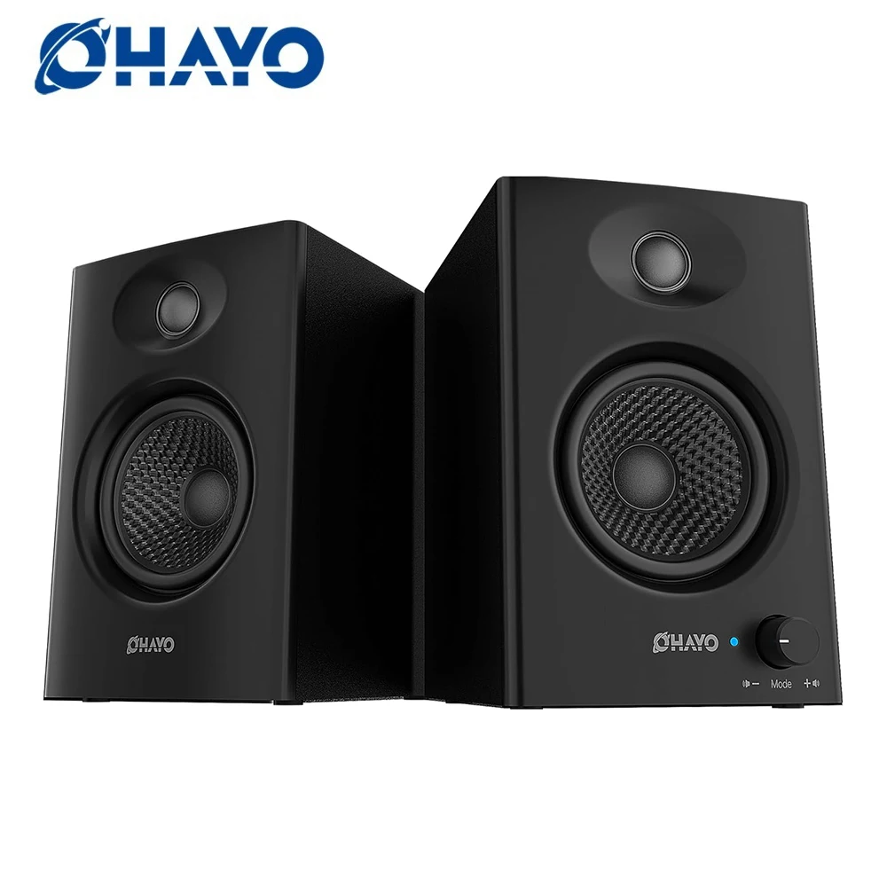 

Активные Bluetooth 5.3 полочные колонки OHAYO, 60 Вт, деревянный корпус из МДФ, 2.0, для ПК/монитора/игр, RCA/AUX/USB