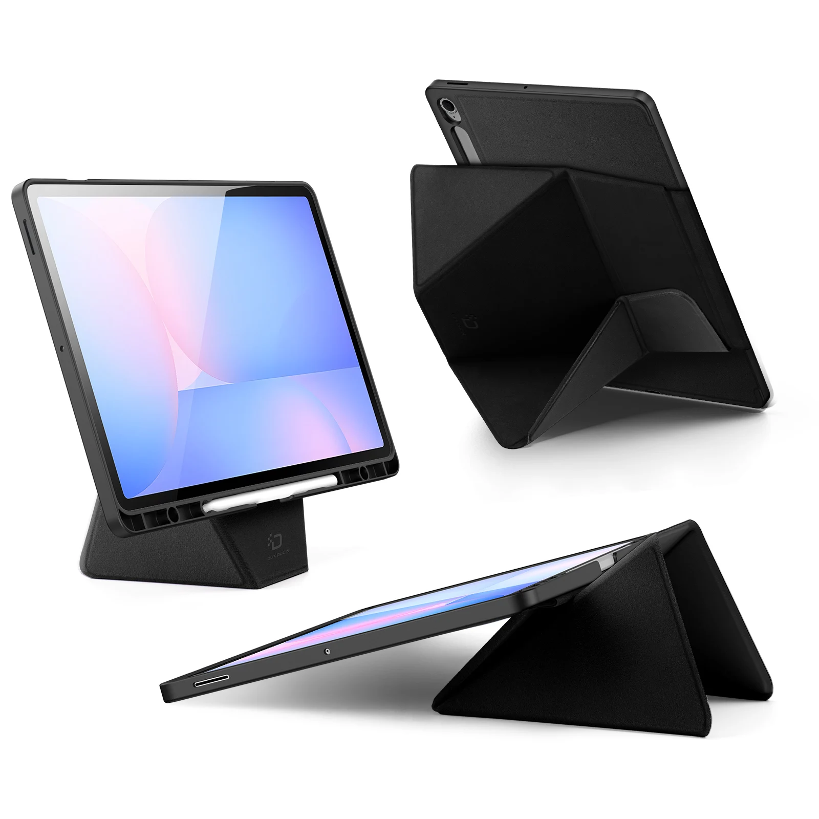 For Samsung Galaxy Tab S10 FE+ Tablet Case DUX DUCIS Vers Series Multi-function Folding Stand Leather Cover - Black