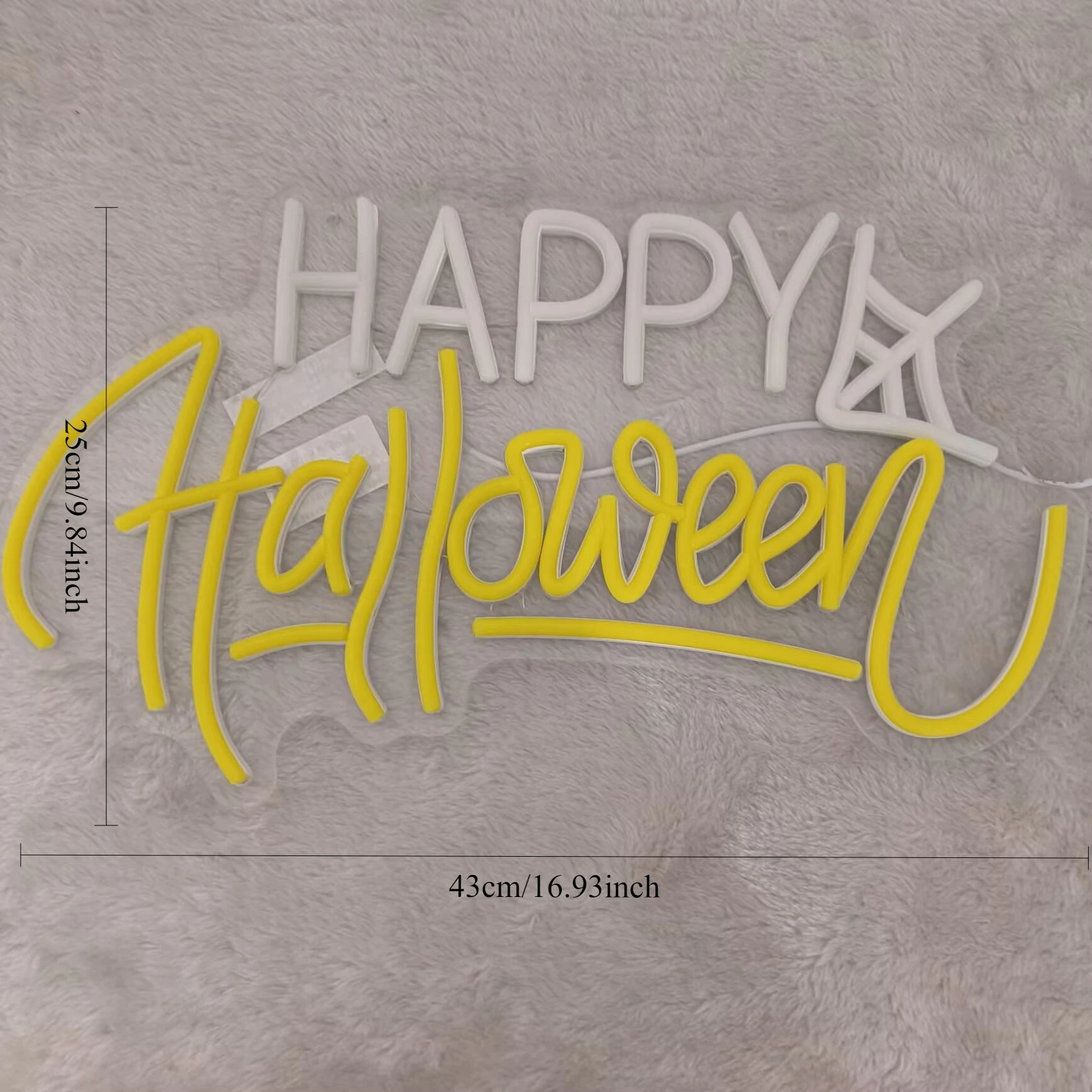 Happy Spider Web LED Neon Sign USB Dimmable Neon Light Sign for Gameroom Bedroom Bar Livingroom Birthday Party Gift Wall Decor