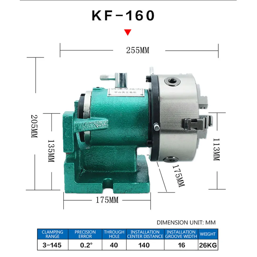 5 inch Simple Quick Milling Machine Dividing Head KF-125 Universal Drilling Vertical And Horizontal Indexer Chuck Bench Drill