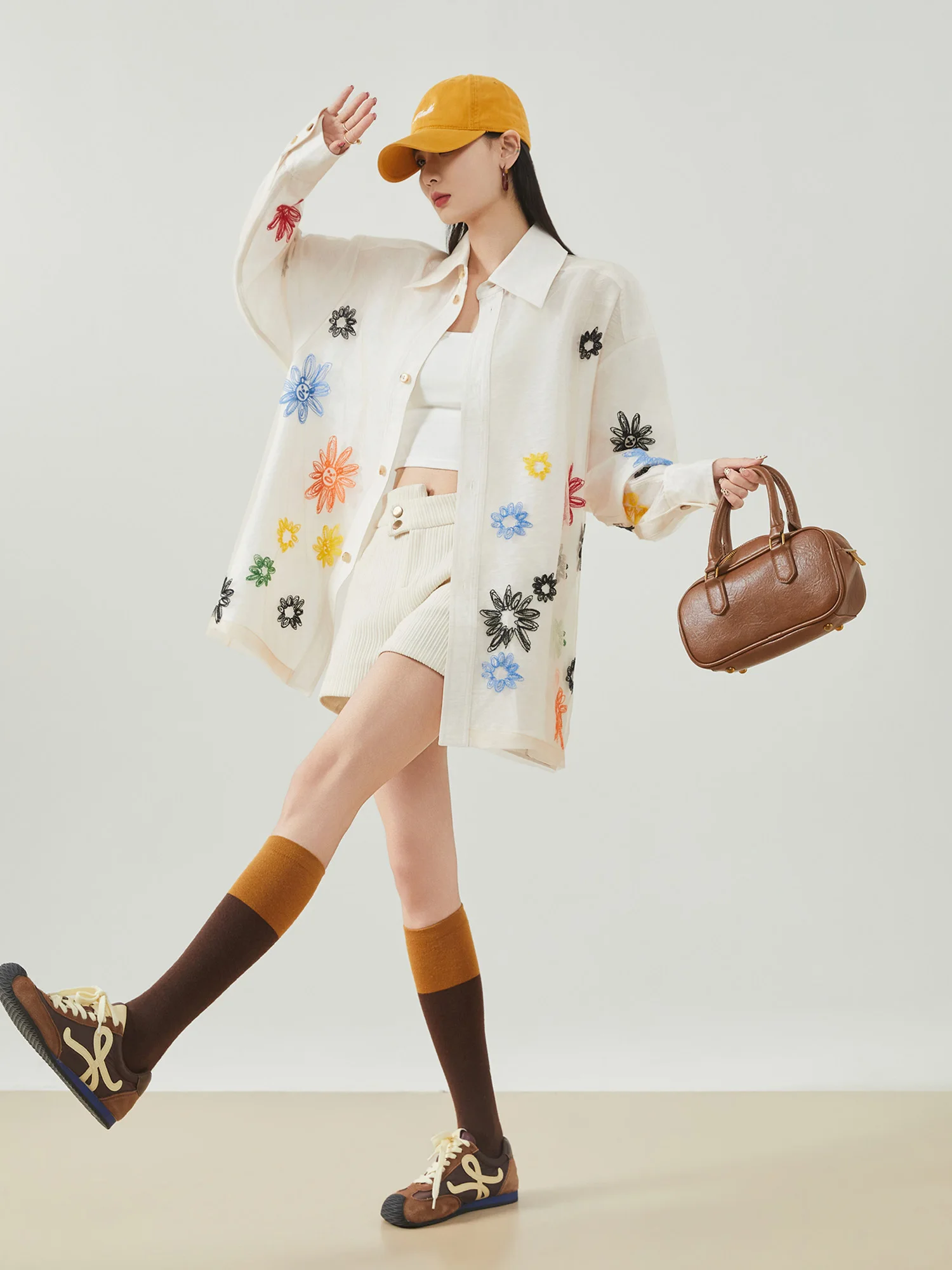 

Elegant Double Layer Long Sleeve Embroidered Floral Silk Shirt Women's Spring 2026 New Style Fashionable Versatile Outerwear