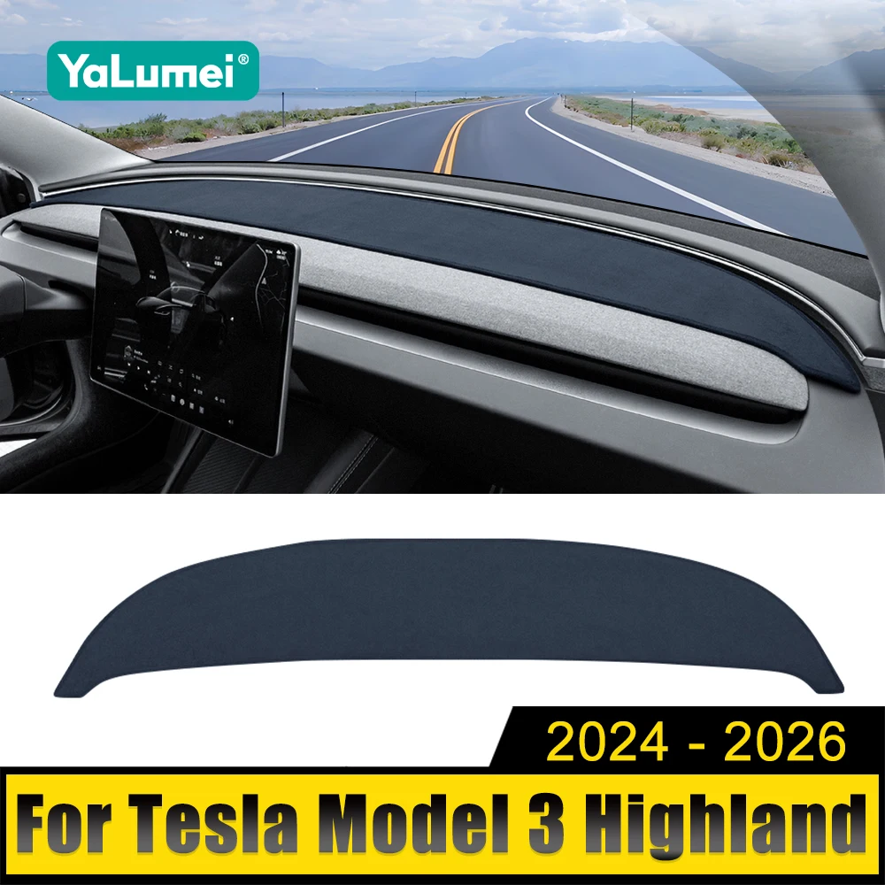 

For Tesla Model 3 Highland 2024 2025 2026 Car Dashboard Cover Instrument Desk Sun Shade Anti-UV Carpet Mat Pad Accessories