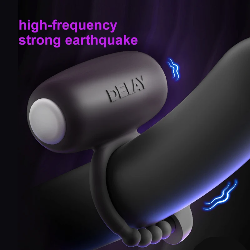 Регулируемое вибрирующее кольцо на член для мужчин, кольцо на пенис с задержкой эякуляции, игрушка с двойной стимуляцией для задержки и улучшения удовольствия