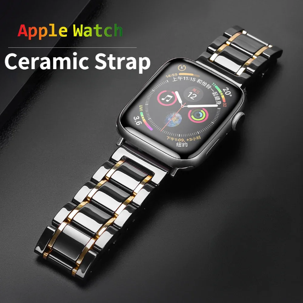 Ceramic Strap for Apple Watch Series 10 9 8 7 46mm 45mm 41mm Ultra 49mm Bracelet Wristband for 6 5 4 3 SE/2 44mm 40mm 42mm Band