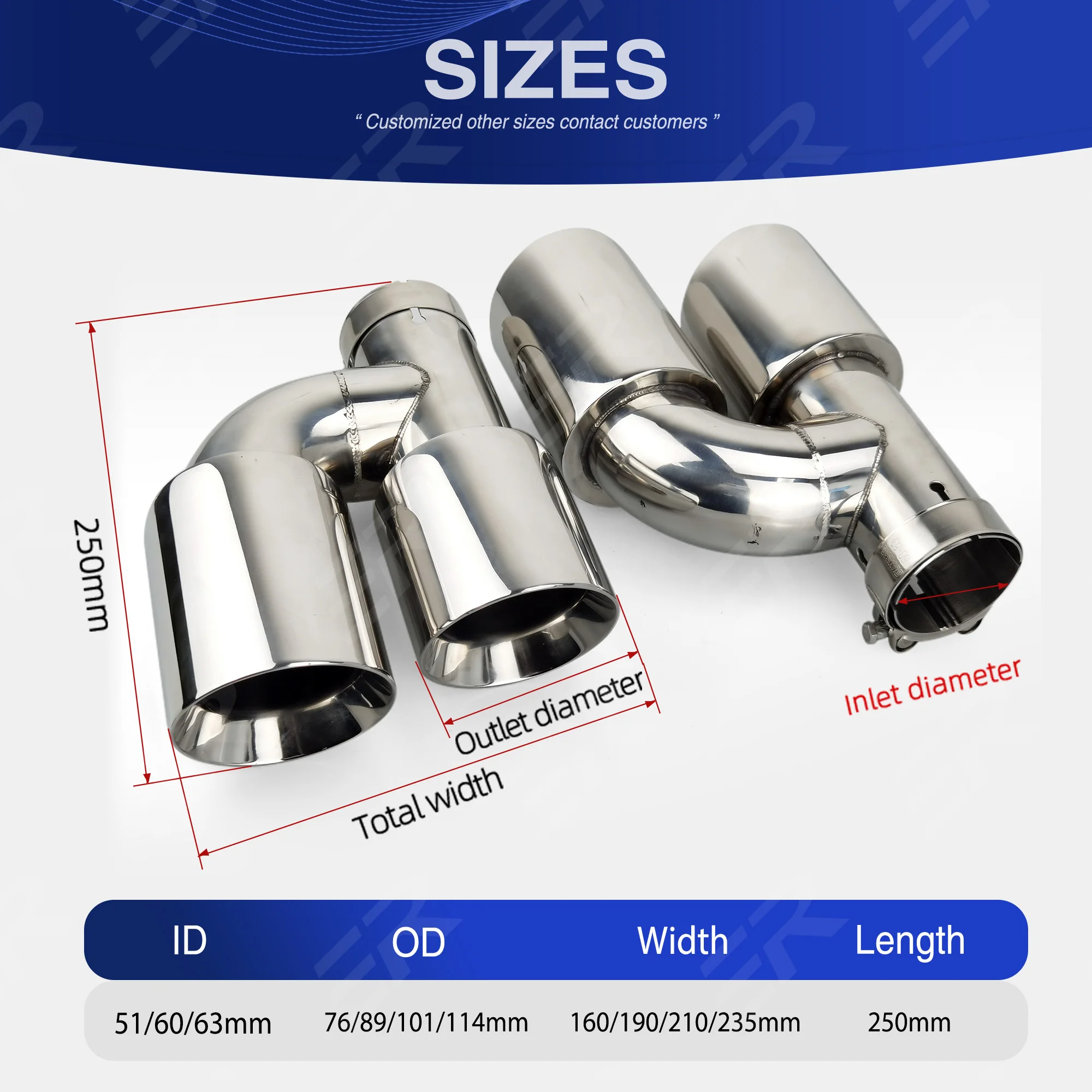 Exhaust Tip Stainless car accessories Double Outlet Exhaust Pipe Nozzle muffler Decoration tail Pipes modify