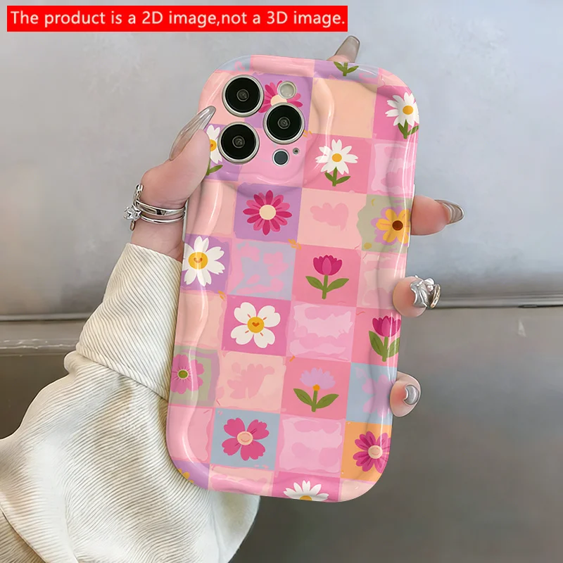 Daisy Tulip Flower Ripple Pattern Phone Case For Samsung Galaxy S25 S26 S23 Plus Ultra A56 A55 A57 A37 A36 A07 A15 A17 A27 Cover