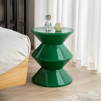 Image Plastic Coffee Table - Modern Side End Table for Living Room, Sofa, Hallway, Balcony - Durable Plastic Nightstand Foot stool