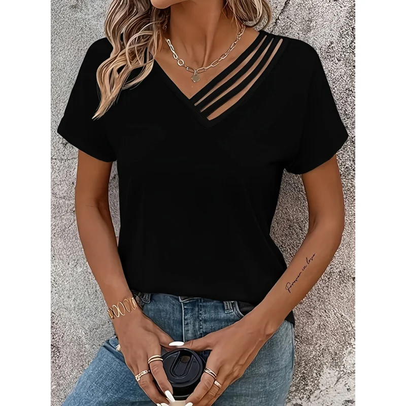 

Stylish Asymmetrical-Shirt Women - a Casual Short Sleeve Top Spring And Summer, Featuring a Chic Design