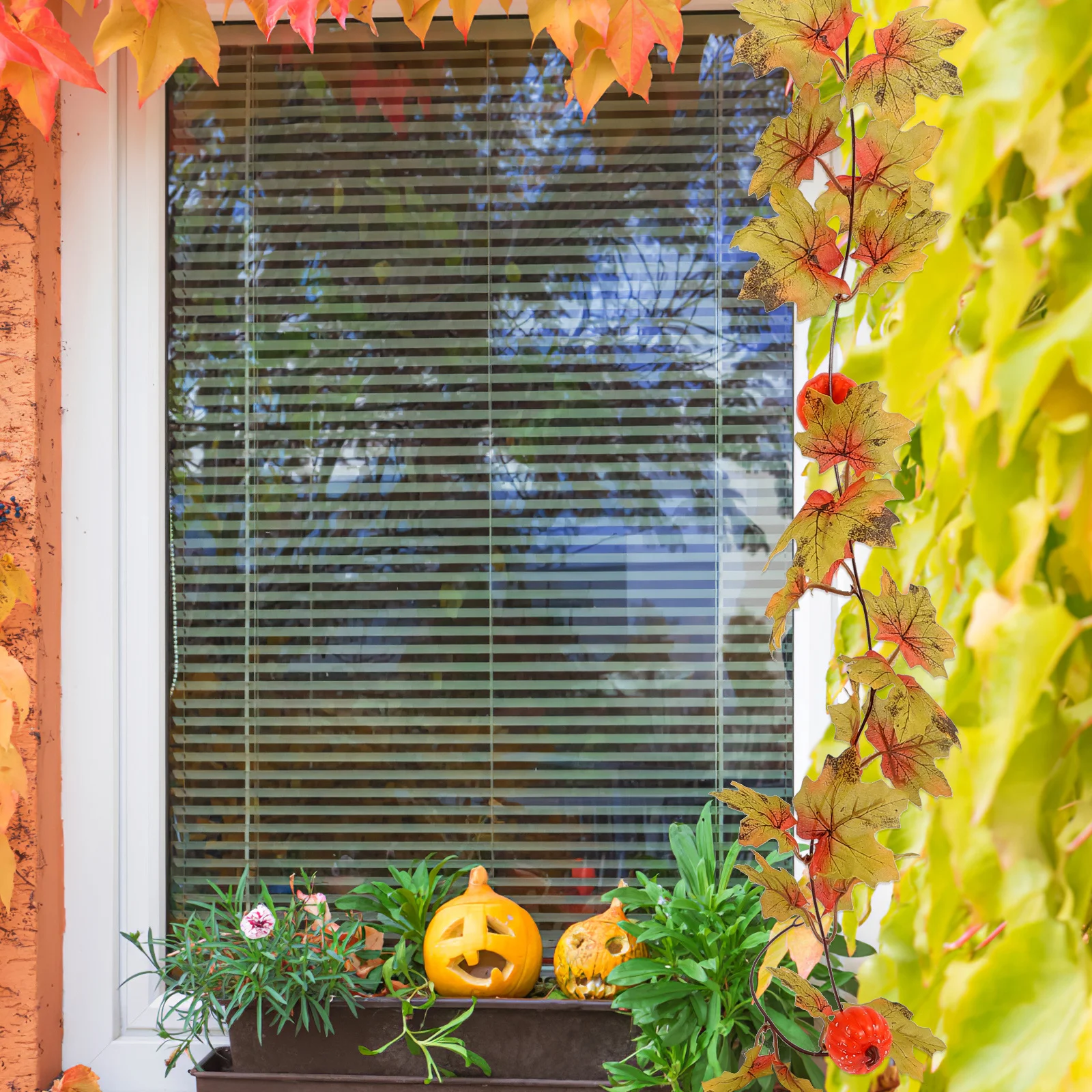 

Simulation Maple Leaf Garland Pumpkin Vine Autumn Harvest Halloween Thanksgiving Decoration Practical Long Lasting Use