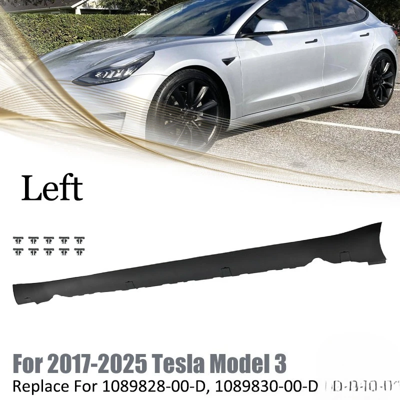 

For 2017-2024 2025 Tesla Model 3 Side Skirt Lower Rocker Molding Cover Left Side
