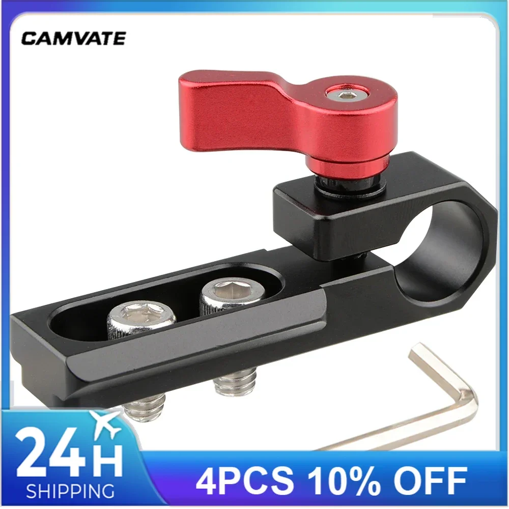 CAMVATE-Adaptador de conector de riel de abrazadera de varilla única estándar de 15mm con riel de seguridad NATO para MANGO superior de cámara DSLR/placa/plataforma de jaula