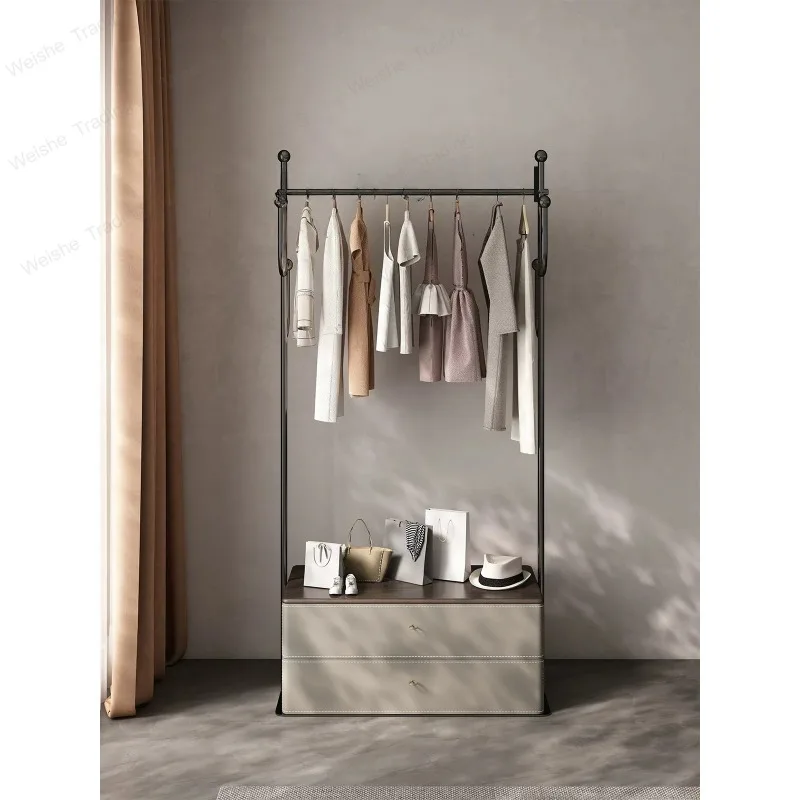 

Minimalist light luxury coat rack walnut stainless steel hanger small apartment