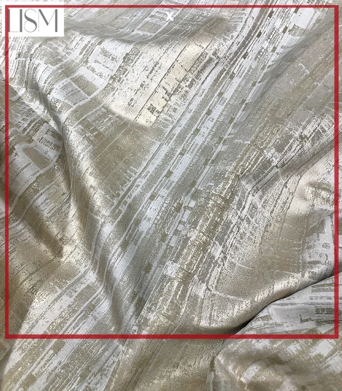 Modern Luxury Simple French Curtains For Living Room Bedroom Champagne Grey Gold Geometric High-end Floor Window Villa Custom