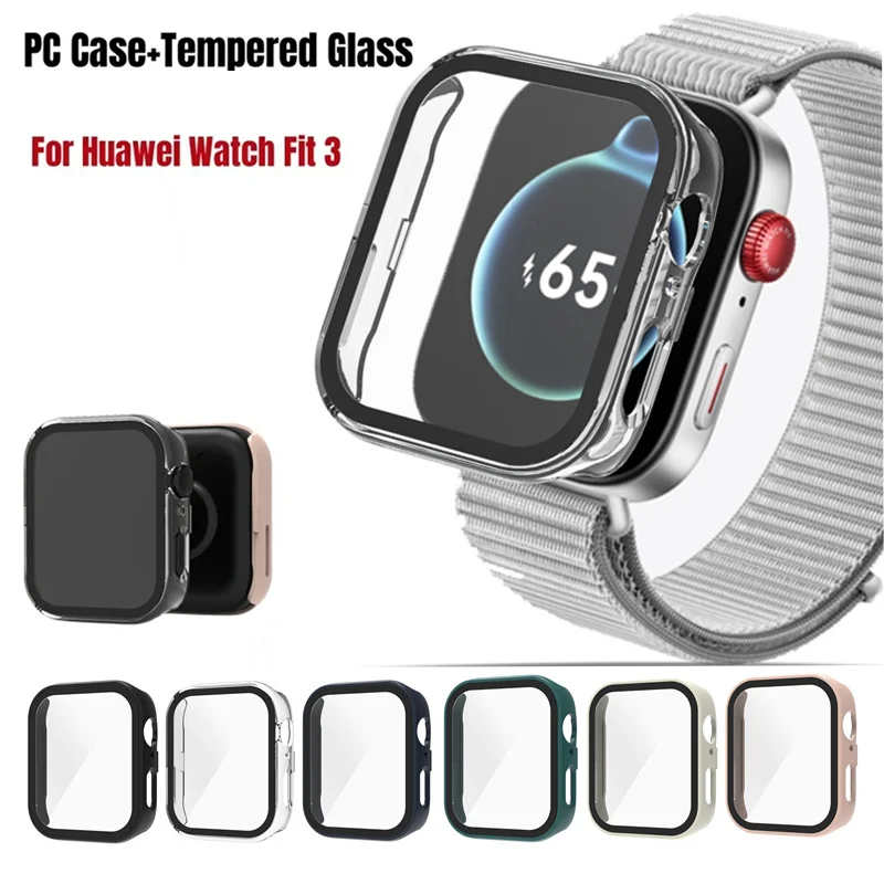 Vetro temperato + Cover per Huawei Watch Fit 3 custodia All-Around PC Custodie proteggi schermo paraurti per Huawei Watch Fit 3 accessori