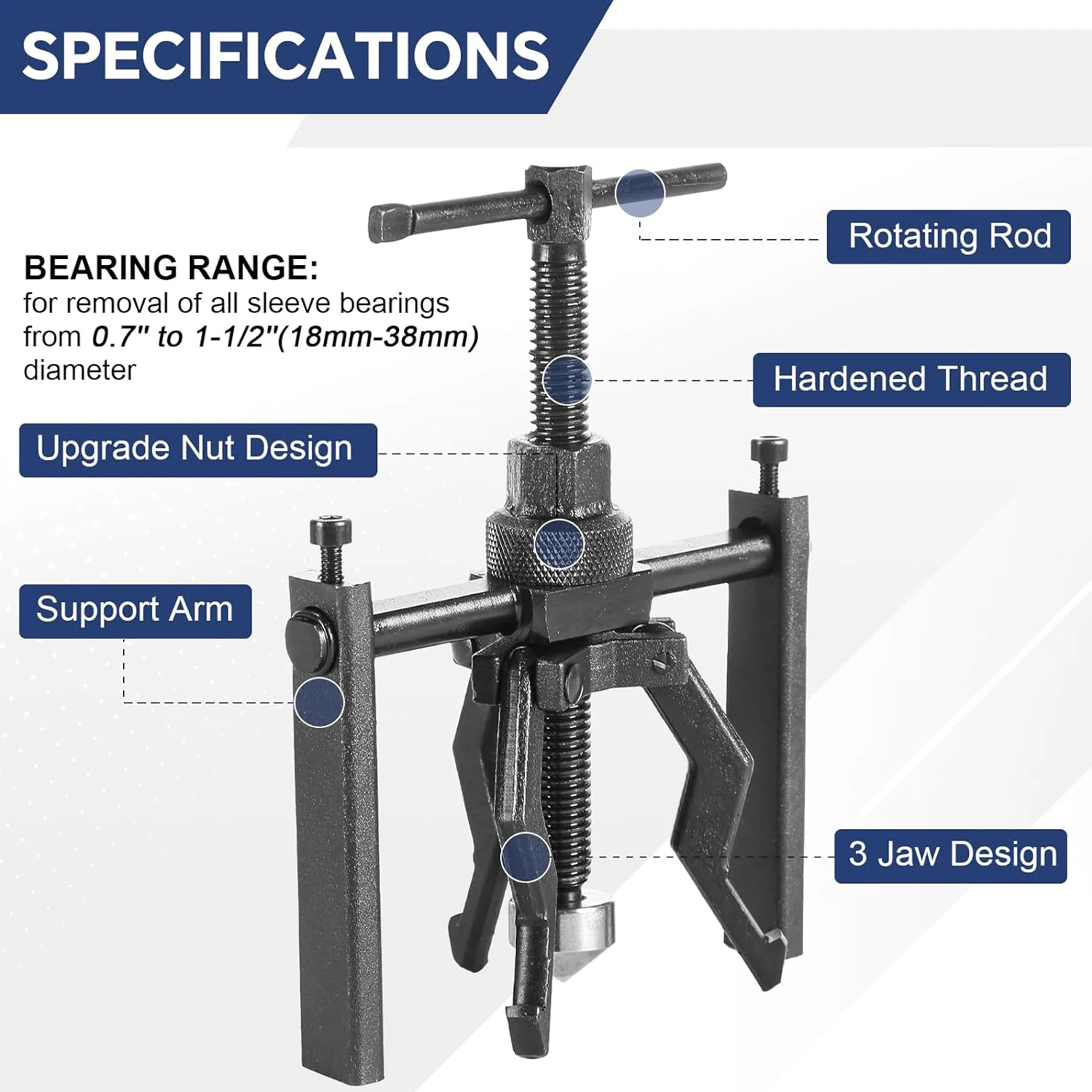 3-Claw Bearing Puller Auto Removal Tool Wheel Inner Bearing Puller Gear Puller Auto Repair Hand-Held Tool Kit Car Motorcycle