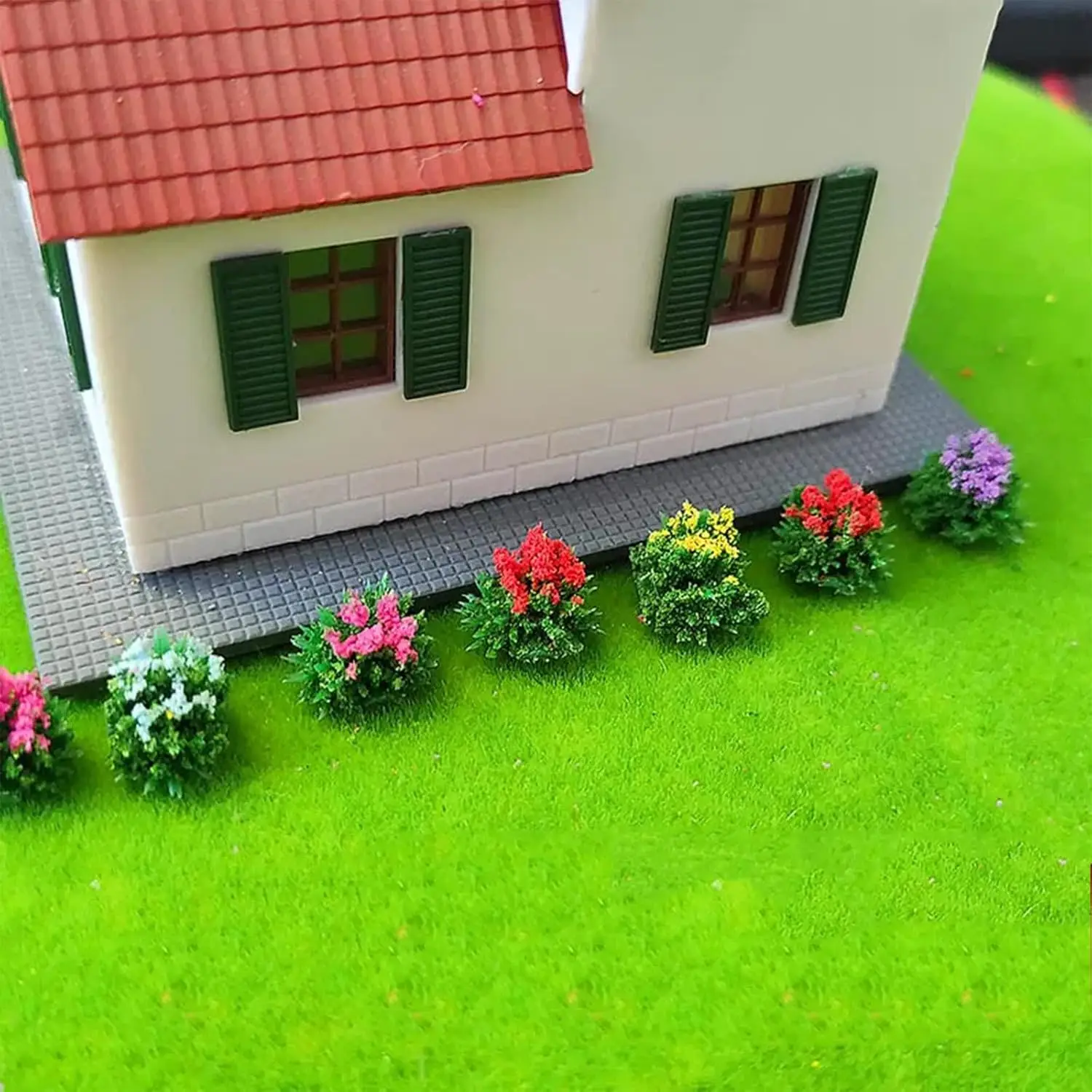Striscia di arbusto di plastica a grappolo di fiori artificiali in miniatura da 3 pezzi 21 cm per decorazioni da giardino HO N/Paesaggio da tavolo/Diorama/Layout di tende