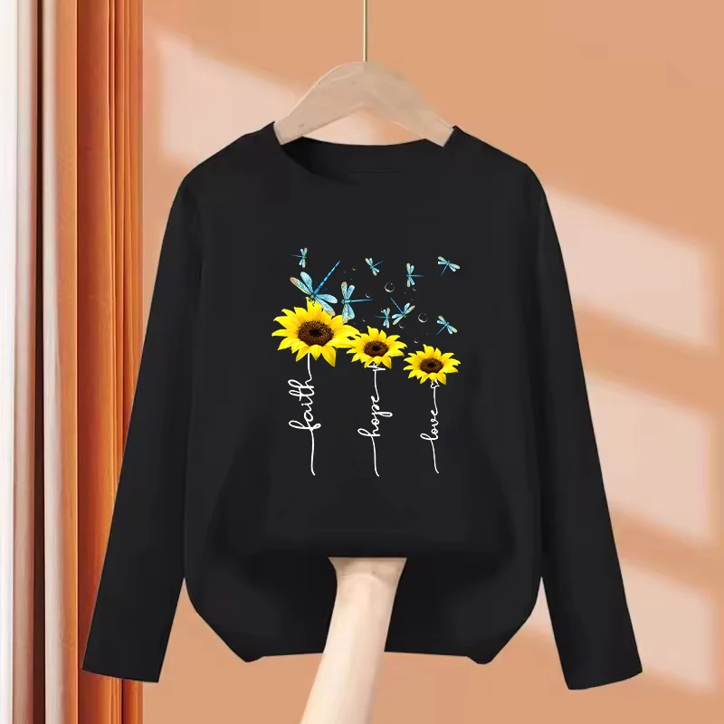 

Long Sleeve T-shirt Kids Tshirts Summer Butterfly with Flower Tees Cartoon Boys Girls Clothes Kawaii Tops Y2K Children