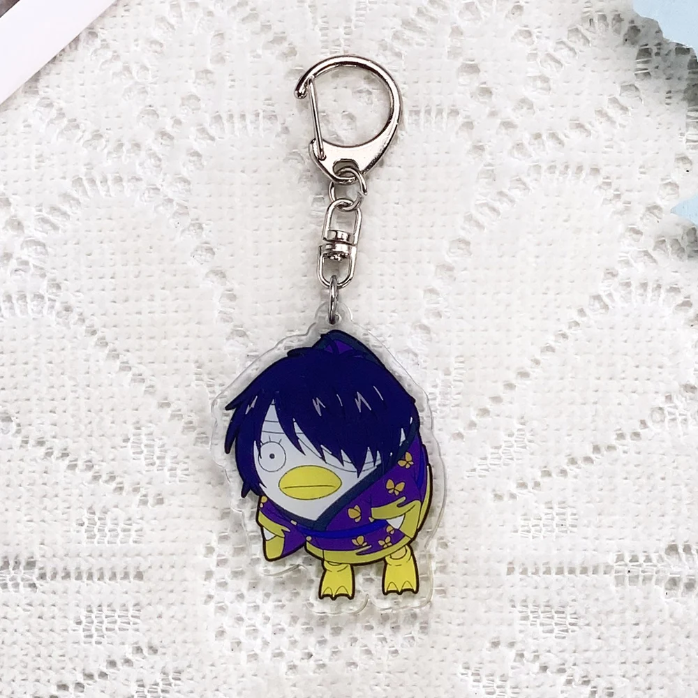 1/15Pcs Anime Figures Gintama Car Keychain Acrylic Keyrings Bag Charms Cute Backpack Pendant Funny Prop Decoration Friends Gift