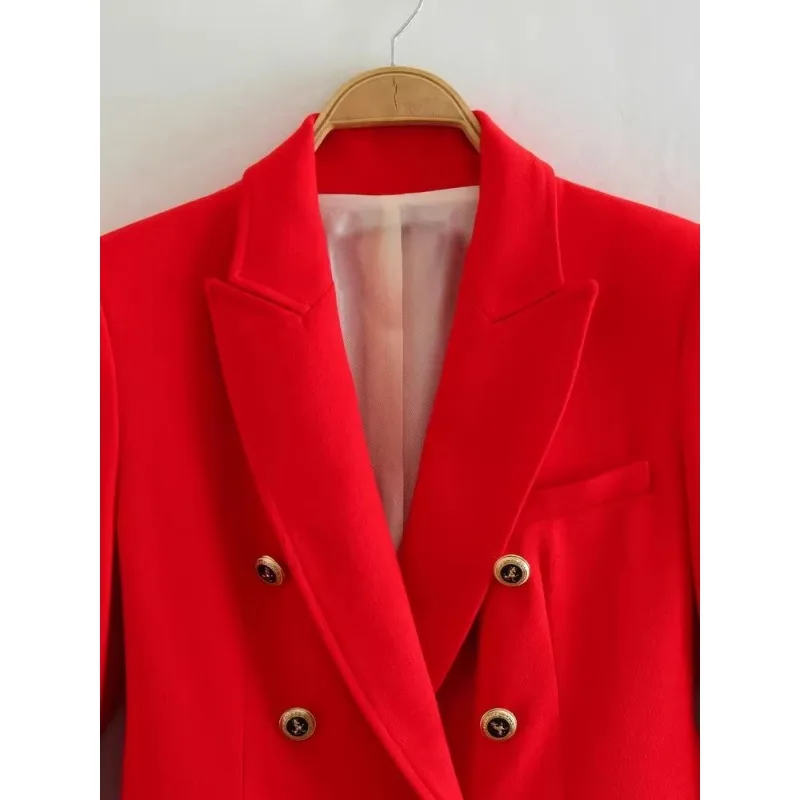 Foreign Trade Wholesale European Style Women's Wear French Casual Double Flaperon Slim Suit Jacket Fashion Personality All Match