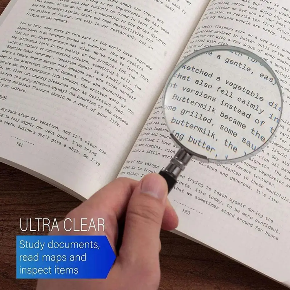 Portable 10X Handheld Magnifying Glass, Retro Handle Magnifier Eye Loupe Glass With Metal Handle High Magnification For Rea S8A6