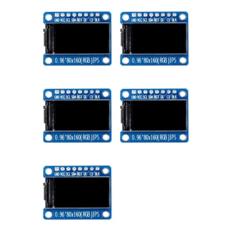 5X IPS RGB-Display 0,96 Zoll 7P SPI HD 65K Vollfarb-LCD-Modul ST7735 Antriebs-IC 80X160 (Nicht OLED)