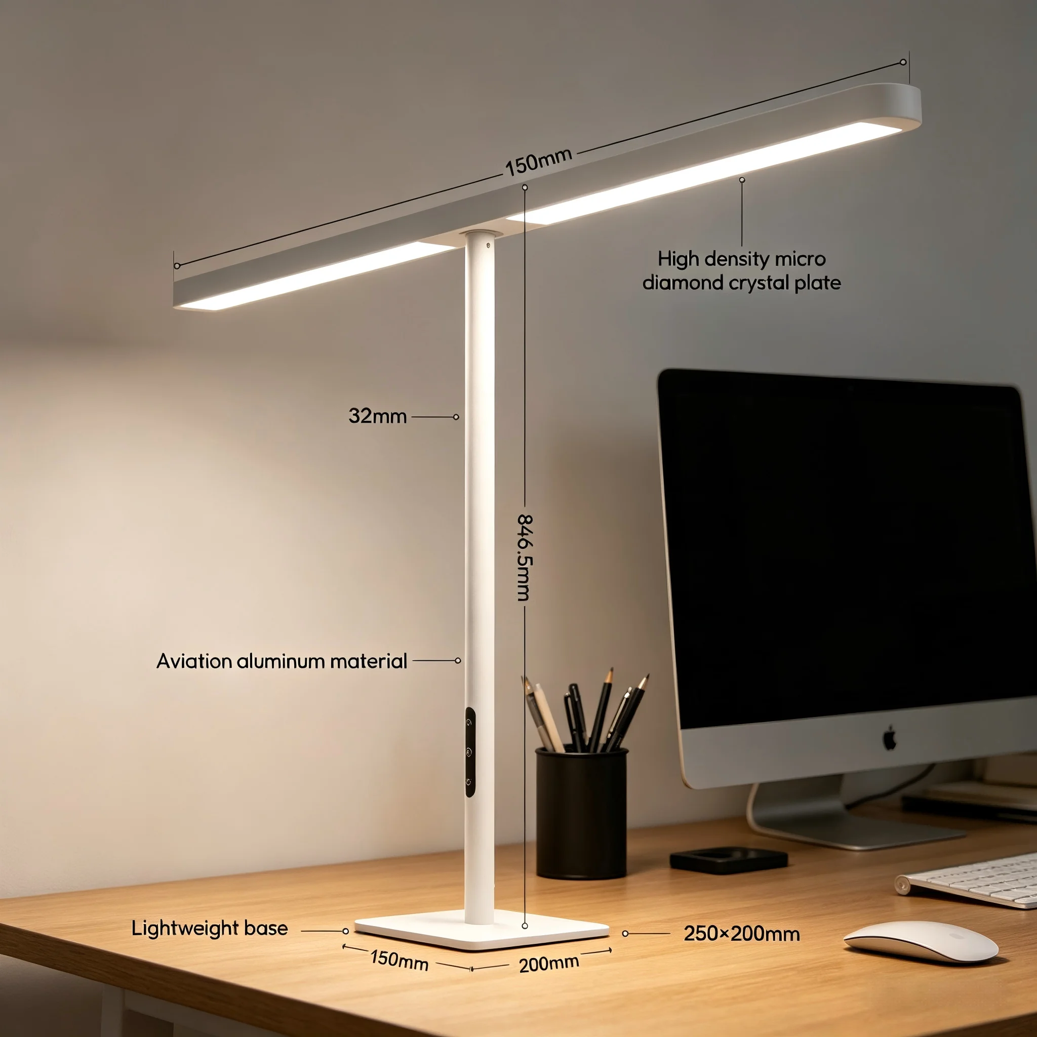 Office Desk Lamp Soft Lighting for Table Reading Study Handicrafts Manicure Desk Task Lighting Adjustable Touch Control Lamp