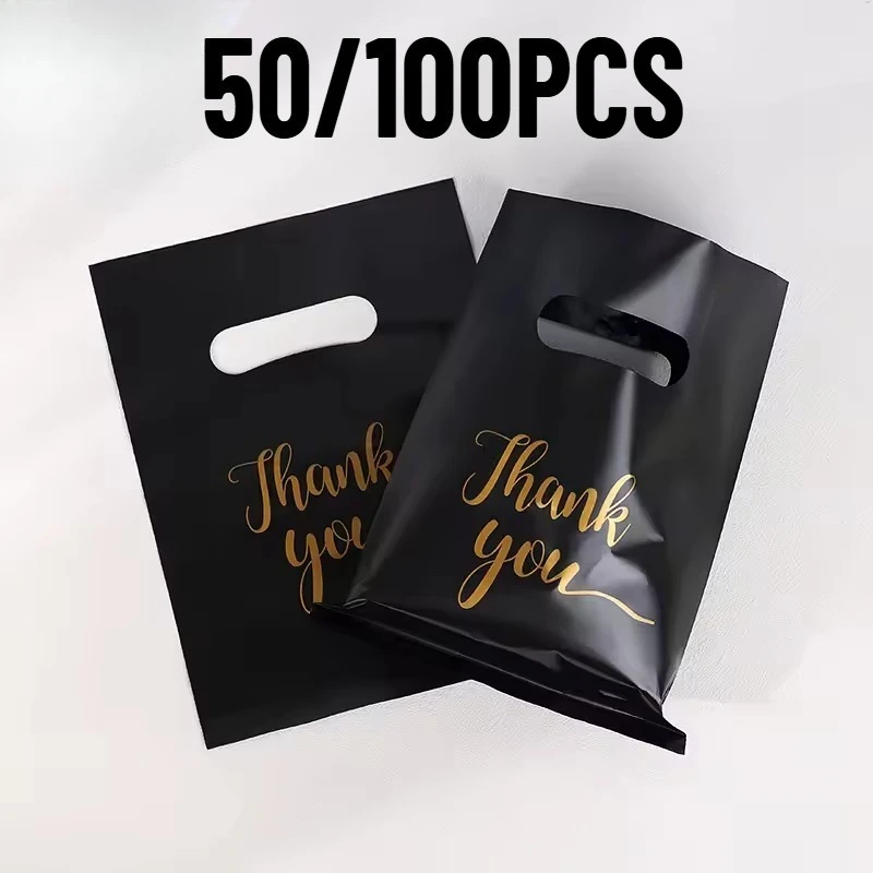 50/100 Stück Kunststoff-Dankeschön-Beutel für Geburtstagsgeschenk-Verpackungsbeutel, Einzelhandel, Einkaufen, Thanksgiving, Geburtstagsparty-Dekorationen