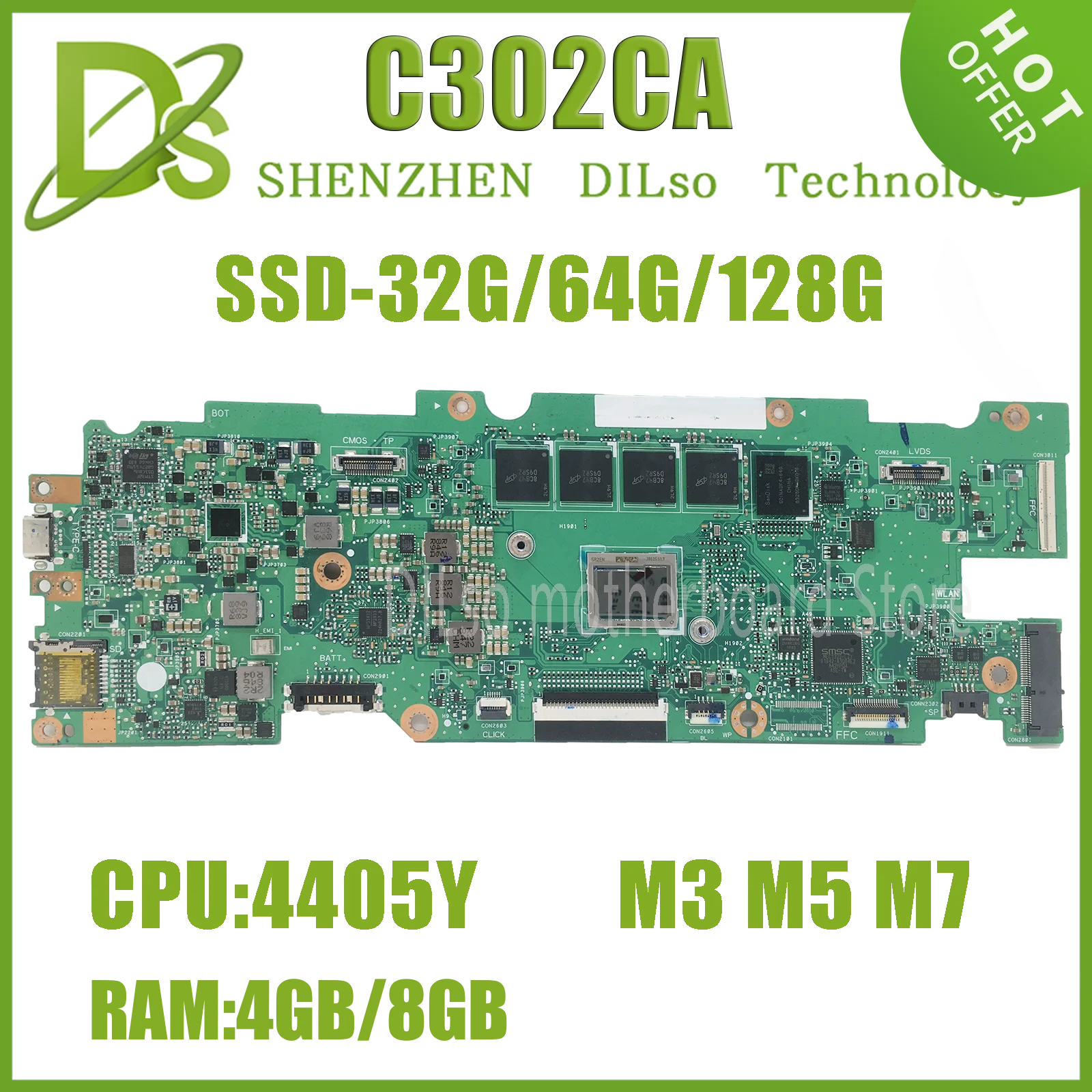 C302C MAINboard For ASUS Chromebook Flip C302CA C302 Laptop Motherboard With M3-6Y30 4G/RAM 64G-SSD