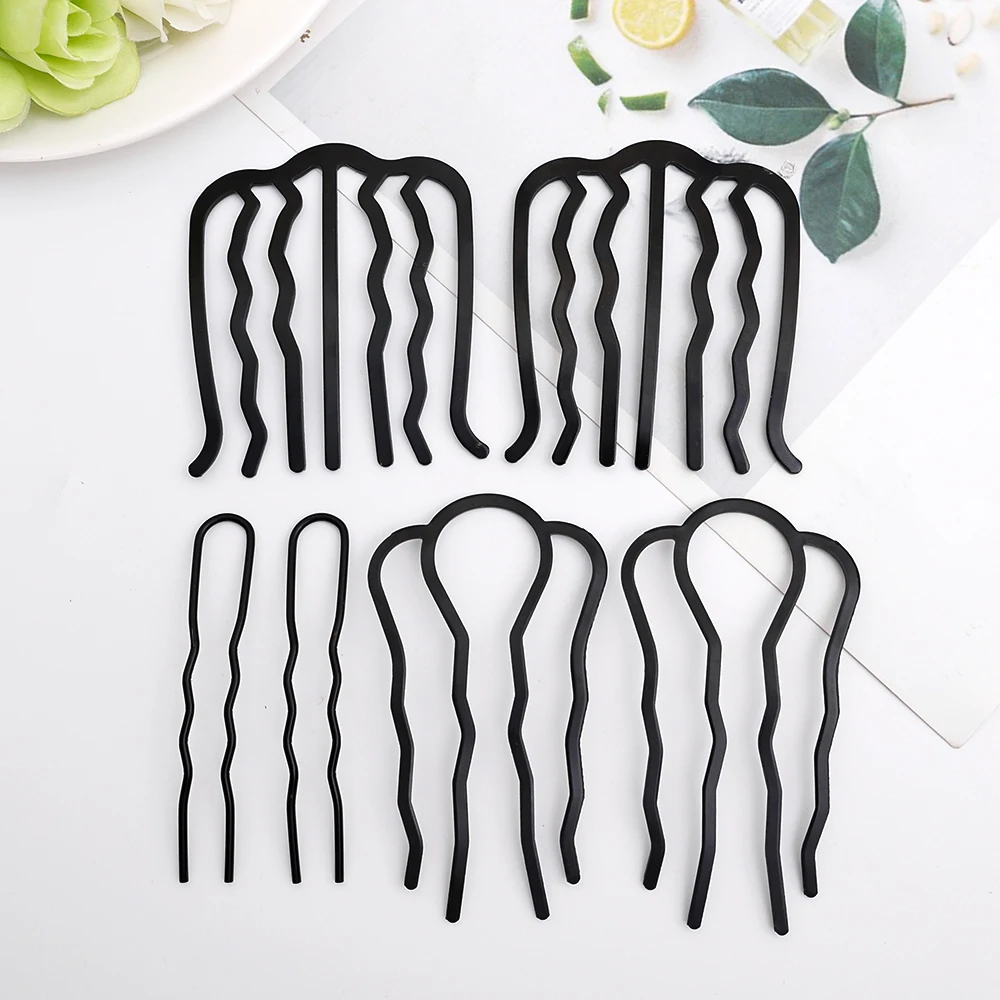 1/3pcs Multiple Sizes Bowknot Comb Hairpin Women Girls U Shape Braiding Twist Fork Headwears Messy Bun Hair Clips Bun Combs